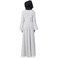 Polka dotted elegant dress abaya- White-Black